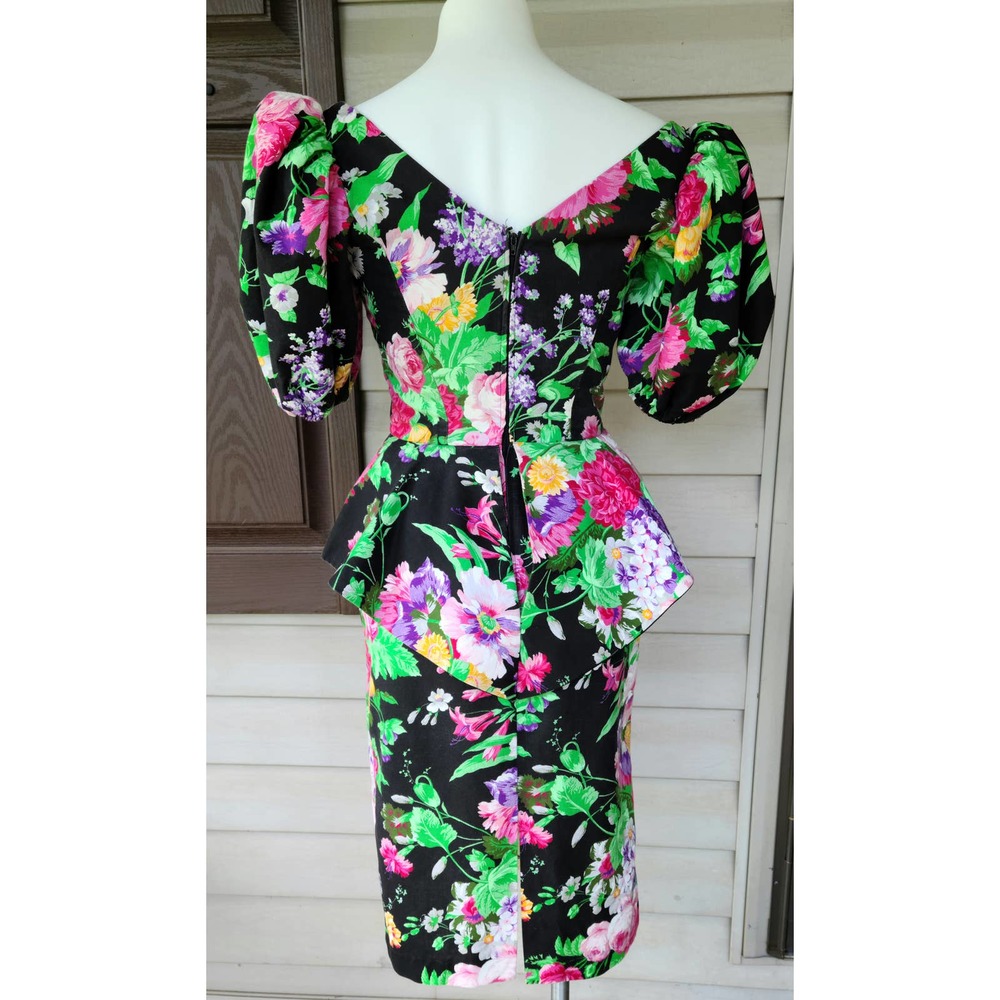 Authentic Vintage Retro Circa 1980s Peplum Prom or Party Dress Size 6